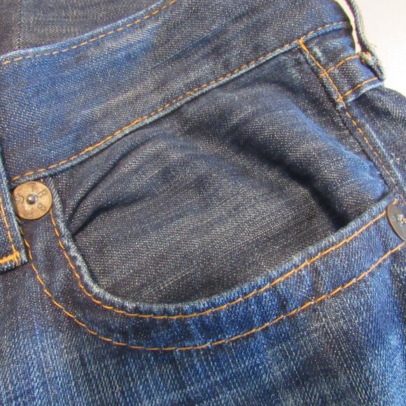 True Religion Jeans Unisex Size 29 Section Row Seat Dark Blue Wash Distressed - Picture 6 of 14